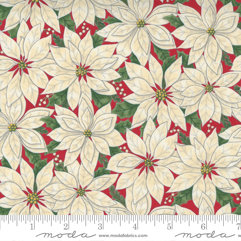 Poinsettia All Over White Red - Home Sweet Holidays - Quilting